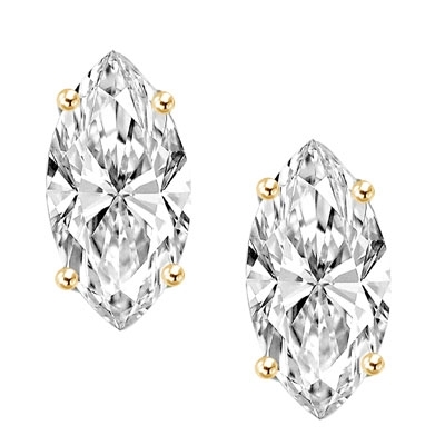 0.5 ct Marquise Studs earrings in gold vermeil