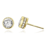 Traditional studs with a twist on the bezel set that shows small accents sideways too! Confess it...you always wanted this! 2.20 Cts. T.W. in 14k Gold Vermeil.