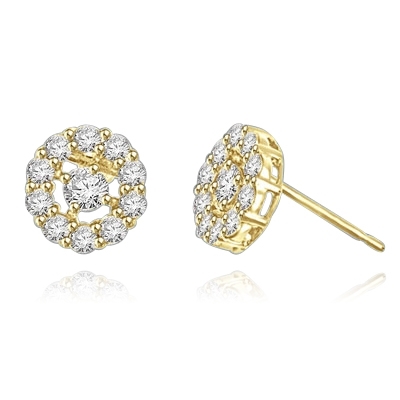 Diamond Essence round brilliant melee set in floral design with 0.25 ct. center, in 14k Gold Vermeil.