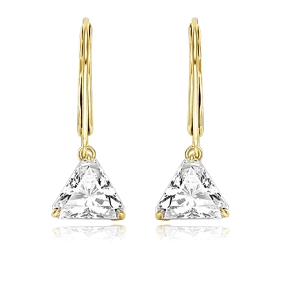 Diamond Essence Brilliant Trilliant Cut 1 Ct each, for a 2 Cts. T.W. Lever Back Earrings set in 14k Gold Vermeil. Mesmerizing beauty for all occasions.