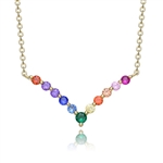 Diamond Essence Multi Color V Necklace, 1.10 Cts.t.w. set in Gold Plated Sterling Silver. 16" Length (With 2" extension).