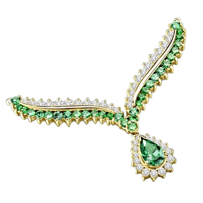 4.5 ct. Emerald Essence stones necklace in 14K Gold Vermeil
