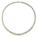 16" long Diamond Essence Designer Necklace with Bezel set, graduating Round Brilliant Diamond Essence, appx 26.0 cts.T.W. set in 14k Gold Vermeil.