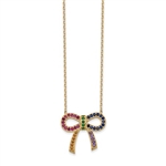 Diamond Essence Multi Color BowKnot Necklace, 2.0 Cts.t.w. set in Gold Plated Sterling Silver. 16" Length (With 2" extension).