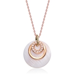 Diamond Essence Mother Of Pearl Pendant With Round Brilliant Melee In 14K Gold Vermeil.