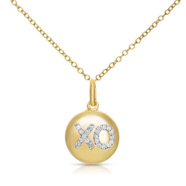 X0 Gold plated pendant with simulated diamonds