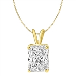 Gold Vermeil white Diamond emerald cut pendant