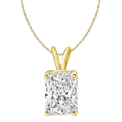 Gold Vermeil white Diamond emerald cut pendant