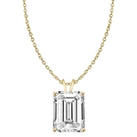 Diamond Essence Emerald cut stone, 1.0 carat,  set in 14K Gold Vermeil. Chain not included.