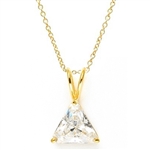 Diamond Essence  Pendant with 3.0 ct Triangle stone in Gold Vermeil.