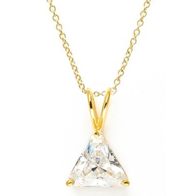 Diamond Essence  Pendant with 3.0 ct Triangle stone in Gold Vermeil.