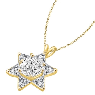trilliant cut stones in gold vermeil star pendant