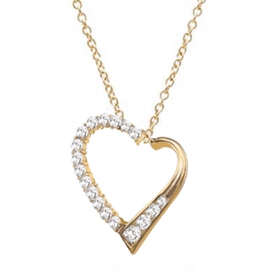 Diamond Essence Heart Shape Pendant with Round and Princess stones, 1.50 cts.t.w. in Gold Vermeil.
 Free Vermeil Chain Included.