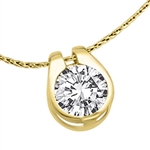 Diamond Essence 2.0 Cts. Round Brilliant Stone set in shell-like bezel setting of 14K Gold Vermeil, makes a delicate Slide Pendant.
Approx size of Pendant is 12.5 mm Length and 10 mm Width.
Free Vermeil Chain Included.