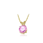 Diamond Essence lovely Pink Stone of 2.0 Cts. set in 14K Gold Vermeil four-prongs setting on 16" chain.
Free Vermeil Chain Included.