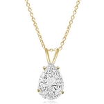 1 ct pear cut Diamond stone in Gold Vermeil pendant