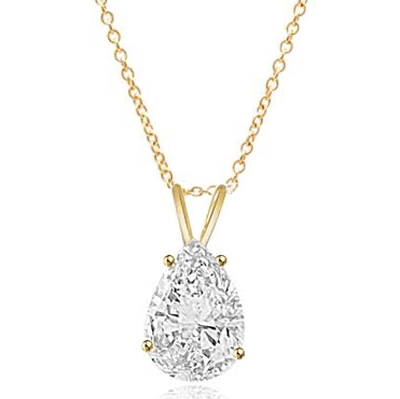 1 ct pear cut Diamond stone in Gold Vermeil pendant