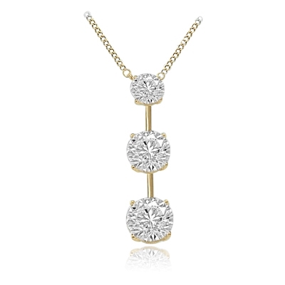 Trio Necklace with round diamonds on a bar