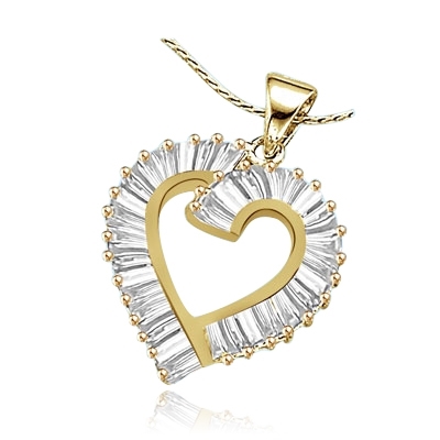 3 ct open-heart pendant in 14K Gold Vermeil