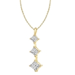 Gold vermeil graduating princess cut stones pendant