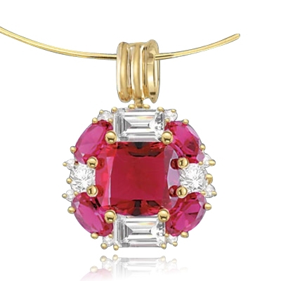pink ruby gold vermeil pendant
