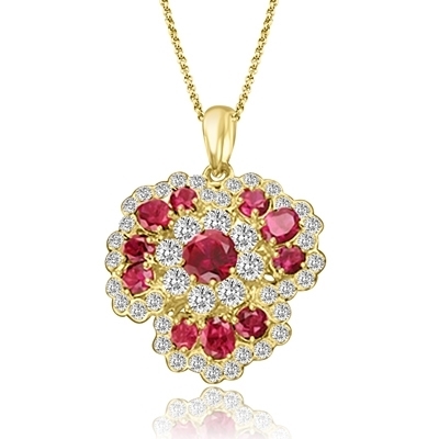 Classic ruby & white stone pendant in Gold Vermeil