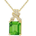 gold vermeil pendant-emerald cut & twist round stone