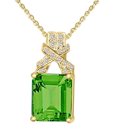 gold vermeil pendant-emerald cut & twist round stone