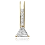 Diamond Essence princess cut melee set between two bars and two carat Trilliant cut Diamond Essence at the bottom makes a elegant pendant for daily wear. 3 cts.t.w. in Gold Vermeil.