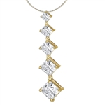 Gold vermeil 3.5 ct graduating princess cut stones pendant