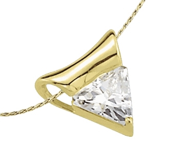 pendant-1ct triangle cut stone in gold vermeil