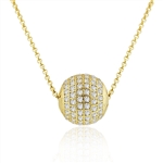 Diamond Essence Round Stone Pendant with 18" Chain in Gold Plated Sterling Silver.