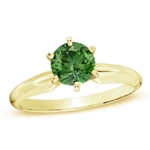 Diamond Essence Solitaire Ring With Emerald Round Brilliant stone, 2 Cts.T.W. In 14K Gold Vermeil.