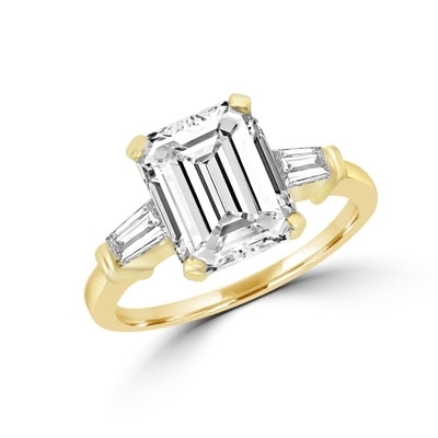 ring with 4ct emerald-cut diamond and baguettes on sides