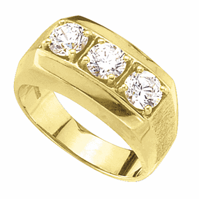 Prong Set Designer Ring with Three Round Brilliant Diamonds by Diamond Essence set in Vermeil