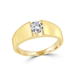 14K Gold Vermeil ring with 1.0 carat round brilliant stone. (Also available in Platinum Plated Sterling Silver, Item#SRD1507/ 14K Solid Yellow Gold, Item#GRD1507/ 14K Solid White Gold, Item#WRD1507).