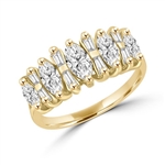 Wedding band with Marquise Cut and Baguette beauties, 2.25 Cts. T.W. in Gold Vermeil
