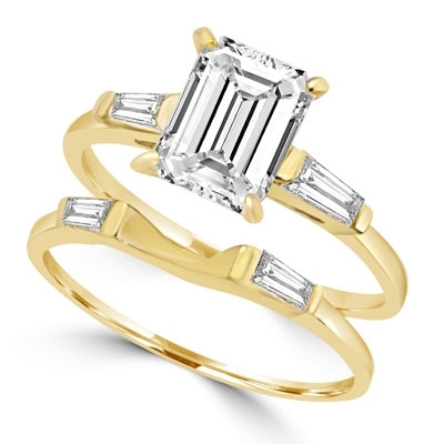 Ring – wedding set emerald cut marquise stone