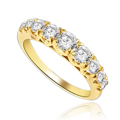 Designer Band with Beautifully set Graduating Round Diamond Essence. 1.10 Cts T.W. set in 14K Gold Vermeil.