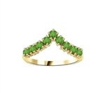 Stacking Ring V-shaped Emerald ring in vermeil
