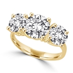 Gold Vermeil Ring–3 stone,2 ct center,1 ct on sides