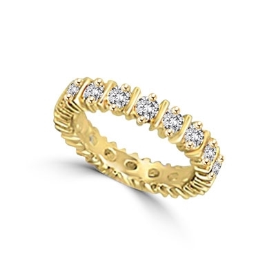 Prong Set Designer Eternity Band with Simulated Round Brilliant Diamonds by Diamond Essence set in Vermeil