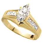 Diamond Essence Ring With 0.75 Ct. Marquise Center Followed By Channel Set Princess Stone Enhance the look Of Band In 14K Gold Vermeil, 1.50 Cts.T.W.