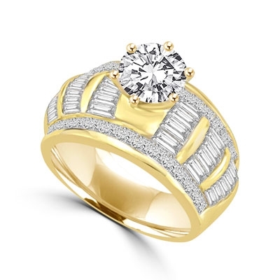 2 ct round stone,princess cut stones,baguettes in gold vermeil ring
