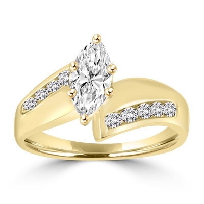 1 ct marquise cut stone & round stones in gold vermeil ring