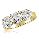 Three stone ring featuring Diamond Essence center stone and round accents, 3.0 cts. t.w. in 14K Gold Vermeil.