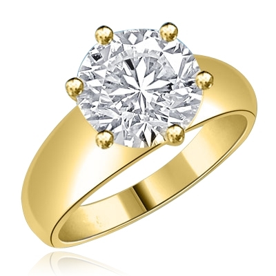 Brilliant 3.5 ct. Diamond Essence solitaire on a wide band Gold Vermeil.