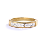 0.70ct elegant band princess cut diamond ring in gold vermeil