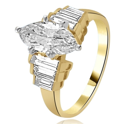 2ct. Marquise-cut Diamond Gold Vermeil ring