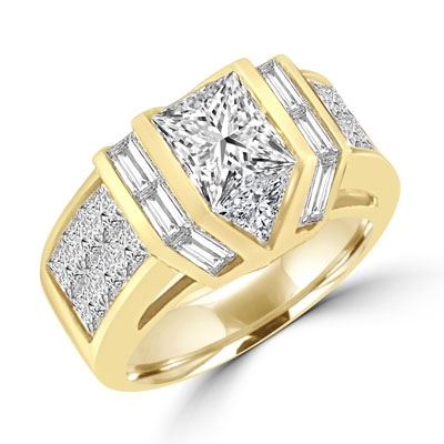 octrillion stone,baguettes,princess-cut stones in gold vermeil ring